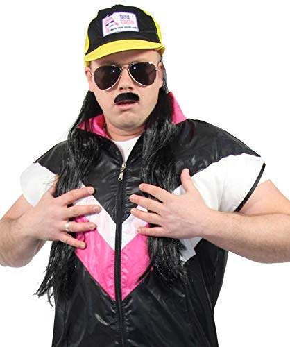 Foxxeo 80s Cappi mit Haaren Freak Hut Cap Mütze Trucker Vokuhila Bad Taste one Size