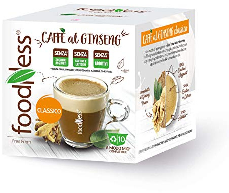 FoodNess - Capsula Caffè al ginseng classico compatibile con sistema Lavazza A Modo Mio senza glutine, lattosio e zuccheri aggiunti(3 box Tot. 30 capsule)