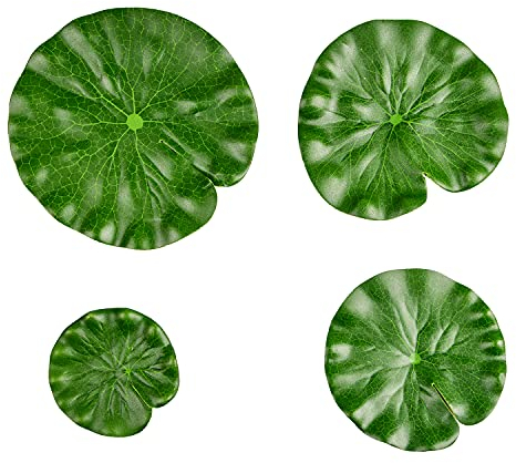 Berolle 4 Stück künstliche Lotusblätter schwimmende Schaum-Lotusblätter künstliches Laub Teichdekoration Teichlandschaft Lotusblatt für Vivarium Pool Teich Dekoration (4 Größen)