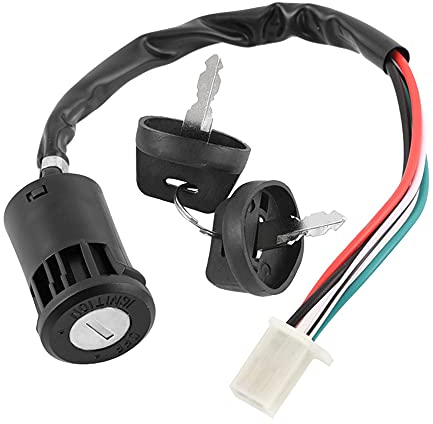 ANCLLO Interruptor de Llave de Encendido de 4 Pines, 4 Cables para 50cc 70cc 90cc 110cc 125cc Quad ATV Dirt Bike Pocket Bike 4 Piezas de Ruedas