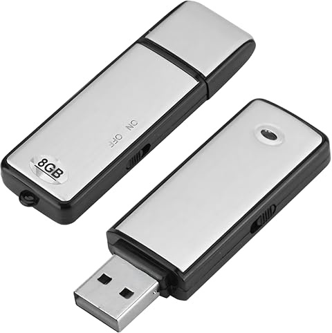 Enregistreur Vocal Numérique USB, 8 Go, Enregistreur Vocal Espion Discret, Dictaphone Micro Spion USB pour Réunions, Interviews, Cours avec Mémoire pour Plusieurs Heures D'enregistrement NF3