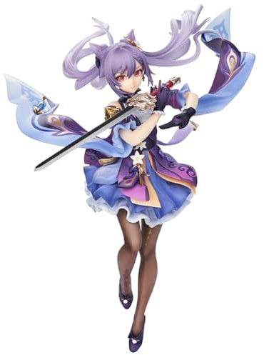 Jiumaocleu Statua di Keqing - Scultura Anime da 24 cm, personaggio da cartone animato, action figure, pezzo da collezione fatto a mano, regali di Capodanno