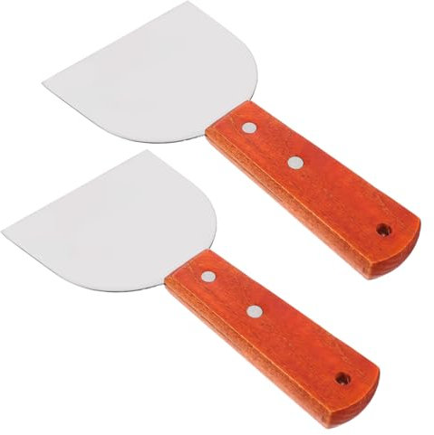 BESPORTBLE 2St edelstahlspachtel grillspatel Steakschaufel Pfannenwender Haushalt Edelstahlspatel kleiner Spieß kleine Spießschaufel Grillschaufel eben Steakspatel Mehrzweckschaufel Hölzern