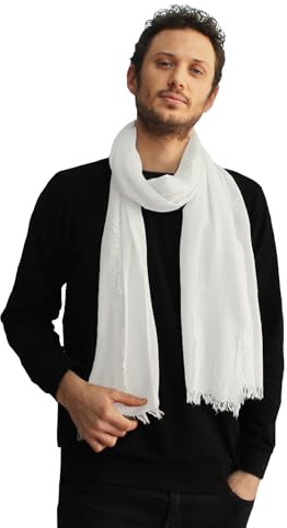 creazioni unique Echarpe Homme en Bambou 100% Made in Italy - Foulard Cheche Homme - Mode Homme Printemps et Eté (Blanc)
