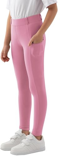 MoFiz Pantalon Equitacion Niña Mallas Equitacion Pantalones Montar a Caballo Niña con Bolsillo para Verano Rosa 140-158