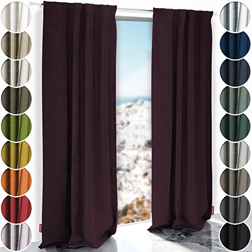 Schuette® Verdunkelungs-Vorhang Gardine mit Tunnelband ● Millenium Velvet: Plum (Violett) ● 210x135cm Höhe x Breite (1 Stück) ● Knitterfrei Pflegeleicht Thermo Blickdicht & stark Abdunkelnd