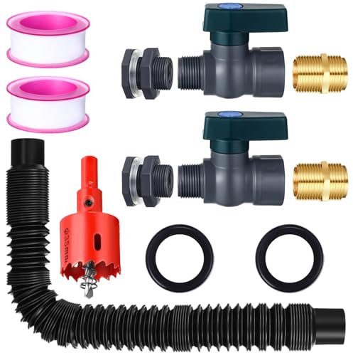 Sacubee 2 Sets 3/4 Inches Rain Barrel Spigot Kit Water Barrel PVC Garden Diverter Kit Include Bulkhead Fitting Hose Faucet Adapter and Thread Seal Tape for Home Outdoor(Metal Style)
