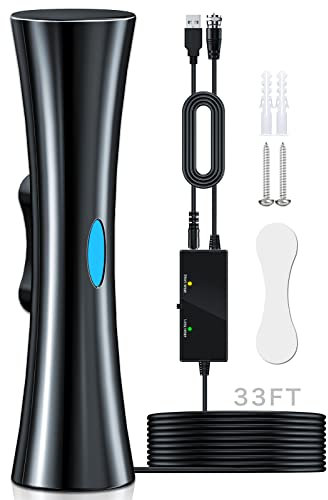 Antenne TV numérique d'intérieur pour téléviseurs intelligents PEOGHMO avec amplificateur et amplificateur de signal, portée de 1000 km et plus, Freeview