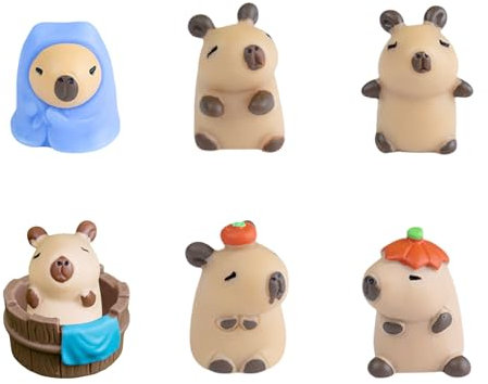 GlamRays Set di 7 Figure di Capibara, Mini Accessori per Giardino delle Fate Capibara, Ornamento Miniature di Capibara per Micropaesaggi, Ornamento per Bonsai, Decorazioni per Torte di