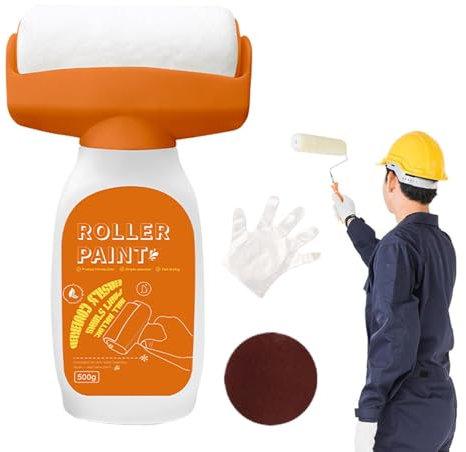 White Paint - 500g Touch Up Paint, Paint Roller Kit for Flat Surfaces | Ceilings and Walls, Paint Touch Up Kit for Removing Stains, Scratches, Water Based, Ready to