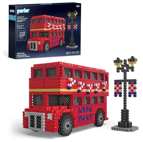 Perler 80-57242 London Bus 3D Fused Bead Craft Activity Kit, 4 W x 17.5 H, Multicolor, 8011 Pieces