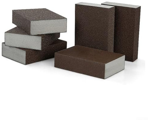 Lot de 2 éponges abrasives flexibles en mousse pour une utilisation humide ou sèche sur plusieurs matériaux (grain 80)