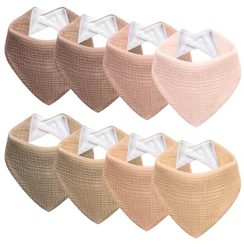 Kewlife Gift Baby Haklapp för Bebis Triangelduk Baby Muslin Halsduk Haklapp Justerbara för Pojkar och Flickor - 8 Stycken