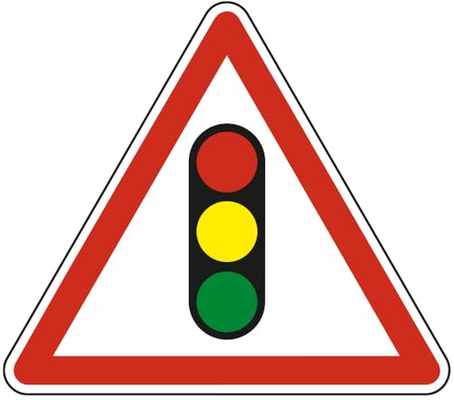 Signalétique.biz France - Signalétique.biz France Panneau Danger Annonce de feux tricolores A17 70 cm (700 mm) Signalisation Triangulaire Ecolign Panneau Sécurité Routière