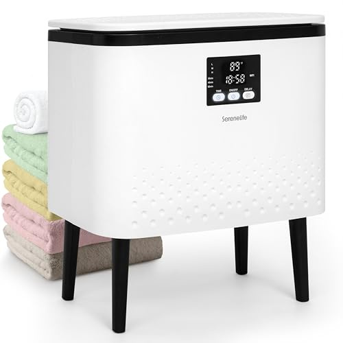 SereneLife Calentador de Toallas WiFi, Cubo de 20L, Gran Capacidad para Paños, Mantas y Batas, Control de un Solo Toque, Diseño Rectangular, Eficiente en Energia, Apagado Automatico