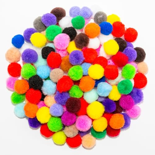 500 Pcs 25mm Pom Poms Large Assorted Fluffy Pompoms | Multicolor Fuzzy Balls Pompoms for Crafting DIY Crafts Home Decorations Camp Projects Bags Hats DIY Cellphone Accessory