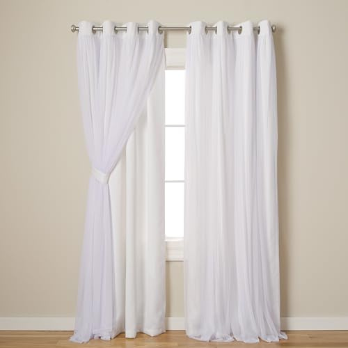 TOWN & COUNTRY LUXE Talia Double Layer Indoor Curtains, Sheer and Room Darkening Blackout, Grommet Top, Energy Efficient, 2-Pack Set, 52x84, Winter White