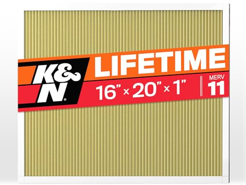 K&N 16x20x1 HVAC Furnace Air Filter, Lasts a Lifetime, Washable, Merv 11, the Last HVAC Filter You Will Ever Buy, Breathe Safely at Home or in the Office, HVC-11620