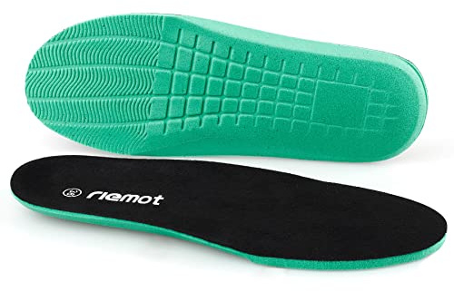 riemot Insoles for Women and Men, Comfort Insole Cushioning Inner Soles for Running Shoes, Trainers, Work Boots, Sneakers, Replacement Shock Absorption Shoe Inserts, Black, UK 5