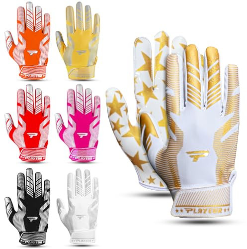 PLAYEUR Football Gloves for Kids Youth & Adults-Premium Sticky Receiver Gloves with Adaptive Fit Technology-Ultra-Grip Performance Gear| Youth Kids Football Gloves