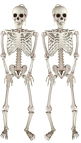 Jonami Halloween Skelett Deko Realistisch Gruselig Skelette Stellbar Kunststoff Wetterfest Innen Außen Party Horror Zubehör – 2 Stück 41cm