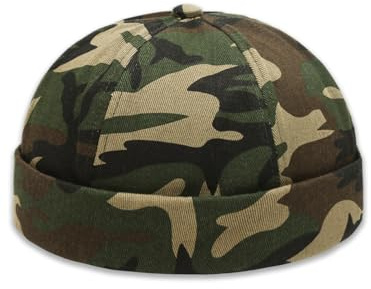 Nanwansu Dome Brimless Docker Cap Sailor Beanie Cap Visorless Hat for Men & Women Camo