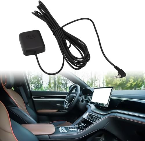 Lecreatekit Receptor de antena GPS externo de 3,5 mm de ángulo recto para cámara de salpicadero, amplificación de señal