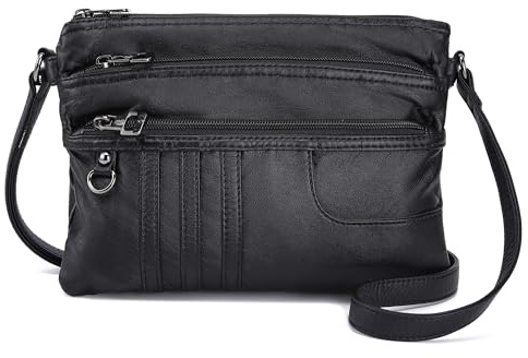 MINICAT Multiple Pockets Small Crossbody Purse Cell Phone Purse Shoulder Bags for Women Cross Body Bag for Woman(Black Large)