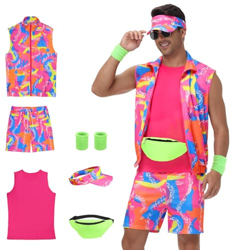 Tosjack Disfraz de entrenamiento de los 80 para hombre, ropa de los 90 para adultos, disfraz de Halloween para parejas