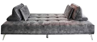 KAWOLA Schlafsofa Samt Anthrazit Sofa WIOLO Schlafcouch | Daybed Veloursstoff mit Kissen | Wohnzimmer Couch Bett Funktion | 240x110cm