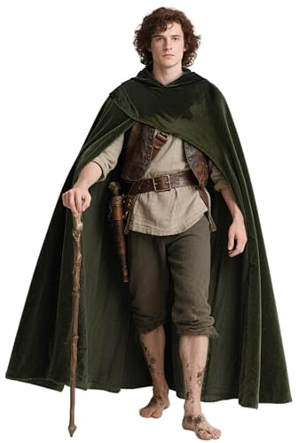 keland medeltida kappa med huva, renässans, huvkappa, hobbit, kostym