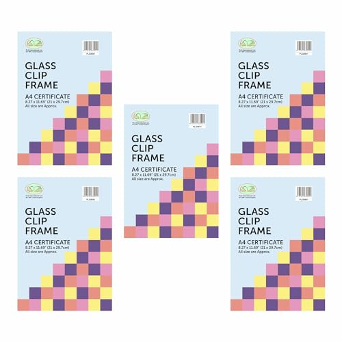 M1SS Clip Frame Picture Photo Frames Poster Frameless (Pack of 5, A4 Glass)