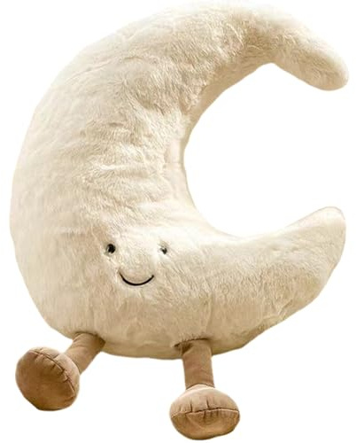 PORUPAEL 30 cm, cuscino di peluche con sole e luna, simpatici animali di peluche, per bambini, morbido cuscino decorativo per la cameretta dei bambini, regalo (luna)