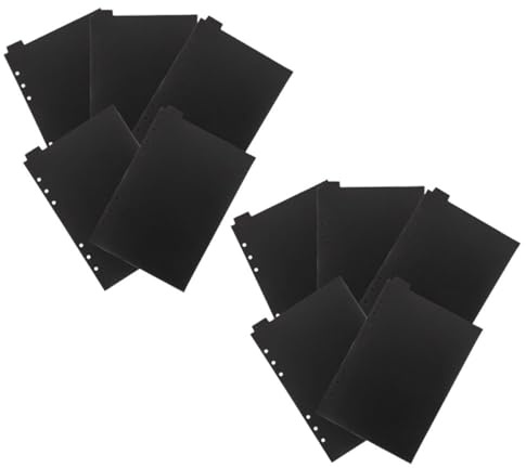 SHINEOFI Lot de 10 Intercalaires Perforés en Plastique Pp Transparents pour Classeur à Feuilles Mobiles A5, Onglets de Séparation Noirs Inscriptibles, Séparateurs Polyvalents