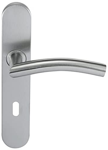 Paire de Poignées de porte KLOSE besser Inox 304 sur Plaque Romy Vague - Trou petite clé