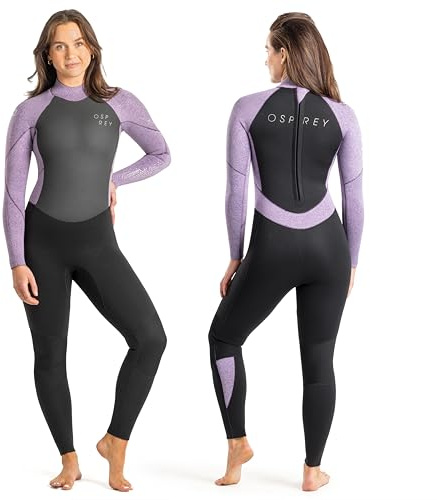 Osprey Womens Full Length 5mm Winter Wetsuit, Adult Neoprene Surfing Diving Wetsuit, Zero, Purple, S Tall