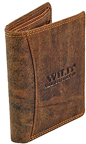 GoBago Herren Leder Geldbörse Echtleder Portemonnaie RFID Schutz Geldbeutel Portmonee (Hochformat ohne Riegel)