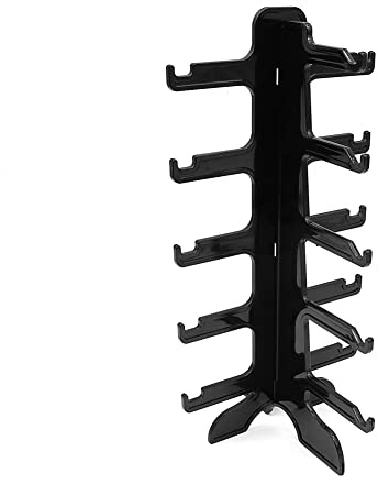 Alnicov 5 pares de soporte de cristal para gafas de sol portagafas, organizador de gafas de sol marco, estantería de vitrina(negro)