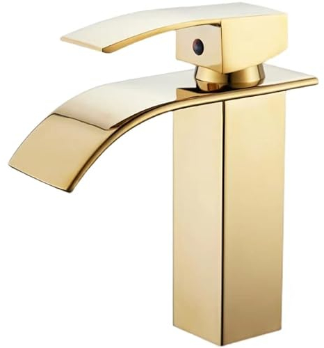 imiiHO 014 Bathroom tap, Bathroom Fittings, Cold and hot tap, wash Basin Mixer tap, tap with Hoses, 304 Stainless Steel (Gold Chrome)
