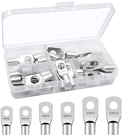 30 Stück Kabelschuhe Rohrkabelschuhe Set, Kabelschuhe Set 16mm² 25mm² 35mm², Kabelschuh Sortiment für Kfz Batteriekabel, Ringkabelschuhe Set M8 M10