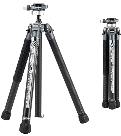 Fotopro X-Aircross 3 Lite 157cm Leichtes Reisestativ Kohlefaser mit Panorama Kugelkopf 0.81kg Ultraleichtes Tragbares Kamera Reisestativ für DSLR mit Tragetasche Belastbarkeit bis 10kg Grau