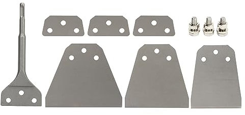 10 Piezas de Raspador de Piso con Tornillo de Fijación Y Junta, Herramienta de Cincel para Quitar Azulejos, Mango Redondo Ultrafino, Resistente, Kit de Raspador de Pared, Ideal para Taladro de Martill