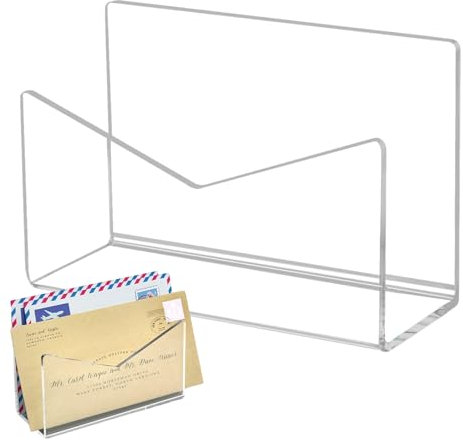 HMLTD Postbriefhalter, Acryl-Umschlag-Organizer, Tragbarer Briefständer aus Acryl für Arbeitsplatten, Schreibtische, Schulen, Zuhause und Büros