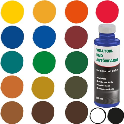 Bodenmeister Abtönfarbe Vollton-Farbe 500 ml, Mischfarbe für Wandfarbe innen und außen, 07 dunkel-blau enzianblau 910