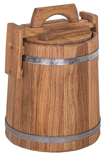 Waldmeister - Secchiello in legno di quercia con coperchio da 5 l – Vaso per fermentazione in legno – perfetto per inserire verdure o decorare