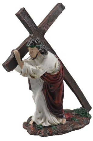 Floatdream Che Portano Croce Statua, Croce ornamentale parete Gesù, Scultura resina religiosa, Per chiesa, casa, soggiorno, decorazione murale.