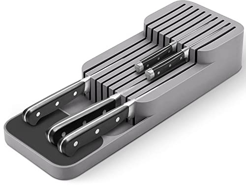 Knife Organiser in Drawer for 9 Knives Compact Durable Space-Saving Grey
