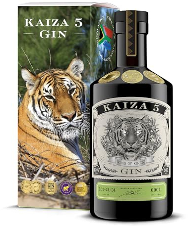 KAIZA 5 GIN – 0,5 l - 43% | La ginebra galardonada de Sudáfrica/Ciudad del Cabo | Fresca, suave, exótica con grosella negra y pomelo | Tigre