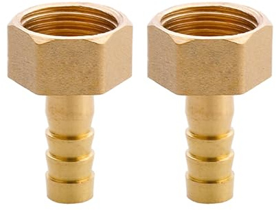 SEIWEI G 1/2 Female Thread x 10mm Barbed Hose Pipe Connector, Brass Barb Hose Tail Joint Coupler Adapter, Garden Hose Fitting Accessories (2 Pieces)