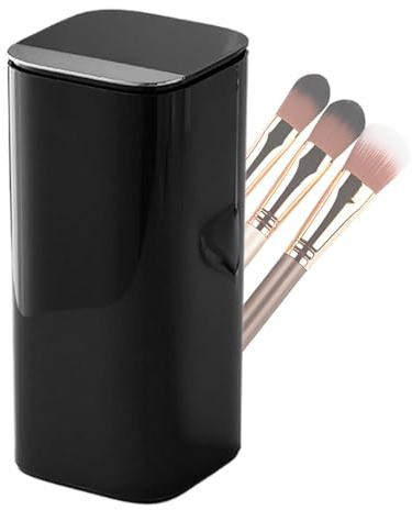 Soporte de cepillo de maquillaje de elevación automática, Organizador de herramientas cosméticas, Organizador de pinceles de maquillaje de rejilla, Organizador de herramientas cosméticas con tapa
